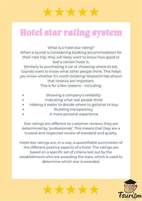 How Does The Hotel Star Rating System Work? - Tourism Teacher