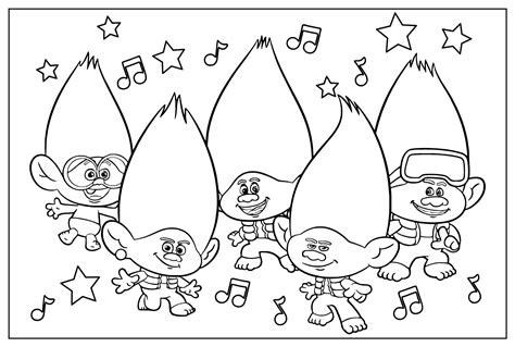 Color Page Trolls Band Together - Free Printable Coloring Pages