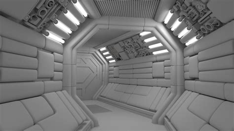 Futuristic Space Station Interior with White Leather Seats