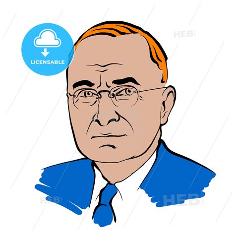 Harry S. Truman Vector Drawing With Colored Surfaces - HEBSTREITS