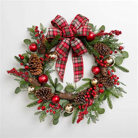 Christmas Ornament Tartan Bow Wreath | Kirklands Home