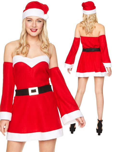 Ladies Mrs Claus Miss Santa Costume Father Christmas Fancy Dress Womens Outfit | eBay