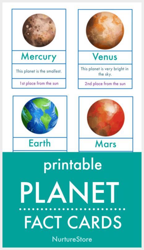 Planets key facts for children printable card set - NurtureStore