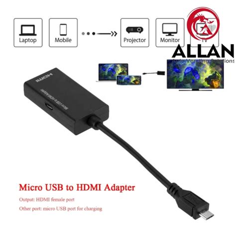 ALLAN 5 pin micro USB male Micro USB To HDMI HD Cable Converter Adapter ...