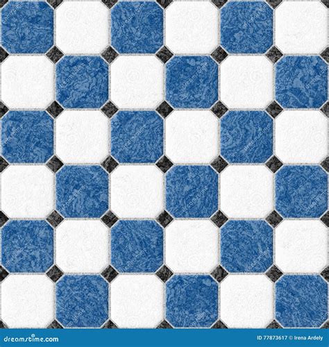 Blue And White Marble Square Floor Tiles Seamless Pattern Texture Background Stock Illustration ...