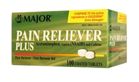 MAJOR PAIN RELIEVER PLUS TAB ACETAMINOPHEN-250 MG White 100 TABLETS UPC ...