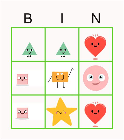 Shapes Bingo Card