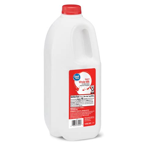 Great Value 3.5% Milk Fat Whole Milk, 64 Fl Oz - Walmart.com - Walmart.com