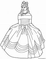 Princess In Ball Gown Off The Shoulder Dress Coloring Page Printable sketch template