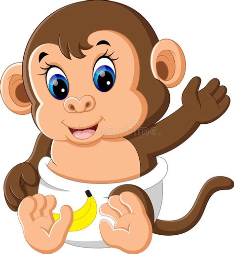 How To Draw A Cute Baby Monkey : Baby monkey banana wall sticker ...