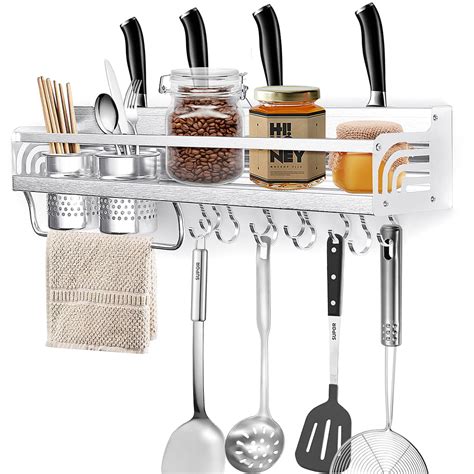 Wall Mount Pots&Lids Hanging Rack Pot Rack Organizer Kitchen Cooking ...