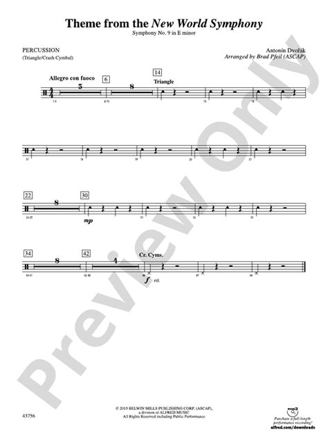 New World Symphony, Theme from the: 1st Percussion: 1st Percussion Part ...