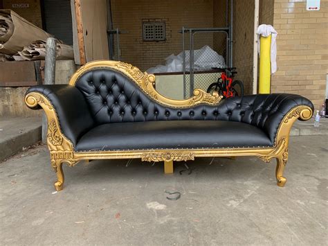 Black And Gold French Provincial Chaise Lounge SOLD OUT - Antique Reproduction Shop