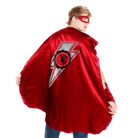 Adult Red Superhero Costume with Lightning Bolt | Zazzle