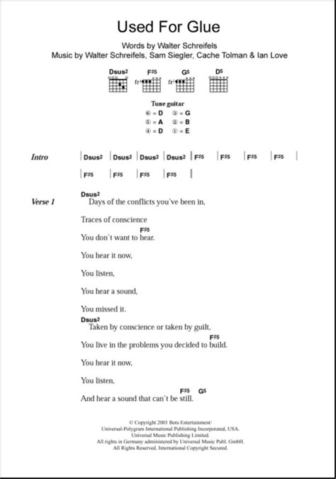 Used For Glue - Guitar Chords/Lyrics | zZounds