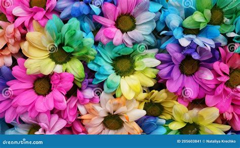 Rainbow Daisies. Bouquets of Blossom Rainbow Flowers Stock Image - Image of flower, liberty ...