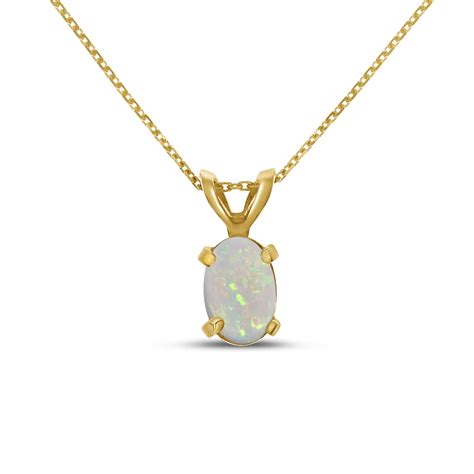 10k Yellow Gold Oval Opal Pendant with 16" Chain - Walmart.com