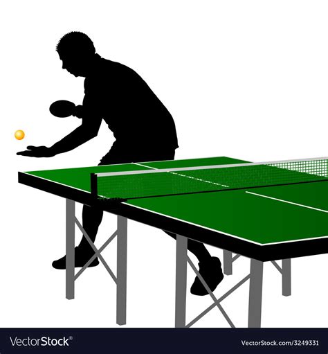 Ping pong player silhouette three Royalty Free Vector Image