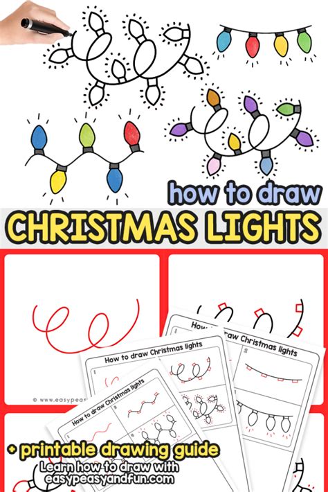 How to Draw Christmas Lights – Step by Step Drawing Tutorial - Easy Peasy and Fun