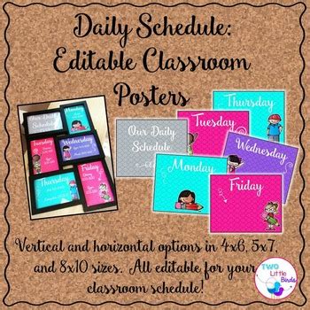 *EDITABLE* Daily Schedule Posters - Two Little Birds Teaching