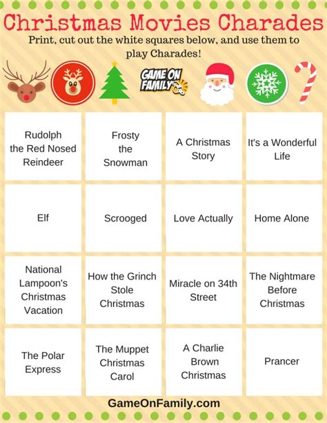 How to Play Christmas Charades: free printable games! | Game On Family