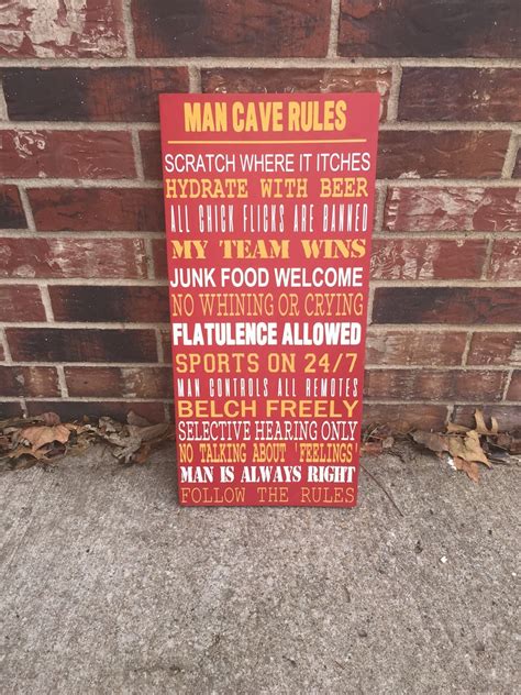 Man Cave Rules Man Cave Sign Funny Man Cave Decor Gifts | Etsy