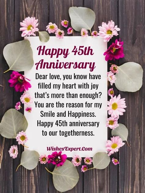 Best Happy 45th Anniversary Wishes 45th Anniversary Quotes, Anniversary ...