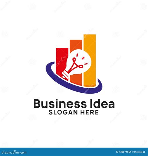 Business Creative Idea Logo Design Template with Chart and Arrow Illustration. Bulb Icon Symbol ...