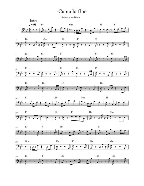 Como La Flor – Selena Quintanilla Como la Flor (Bass Sheet) Sheet music for Bass guitar (Solo ...