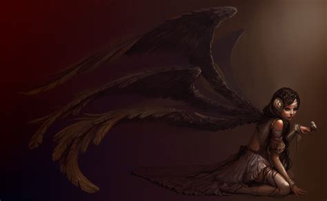 Angel with black wings wallpaper, fantasy art, wings HD wallpaper | Wallpaper Flare