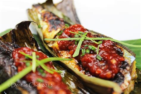 Grilled Sanma Fish in Banana Leaf with Spicy Miso and Chilli Sauce Recipe | Easy fish recipes ...