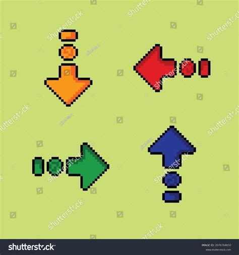 Arrow Different Color Pixel Art Style Stock Vector (Royalty Free ...