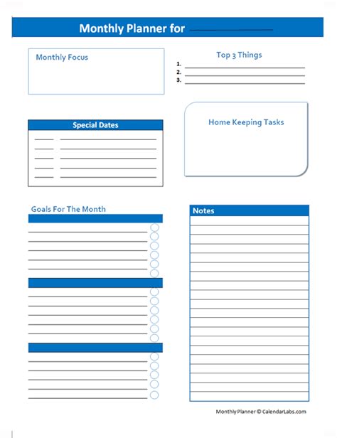 Editable Monthly Goal Planner - Free Printable Templates