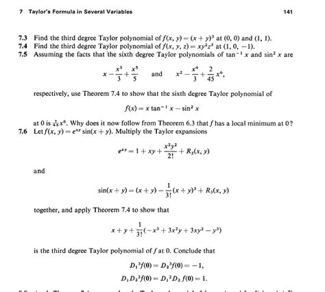 Solved 7 Taylor's Formula in Several Variables 141 7.3 Find | Chegg.com