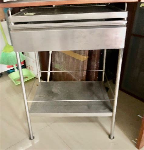 Ikea Stainless steel work table with drawer, Furniture & Home Living ...