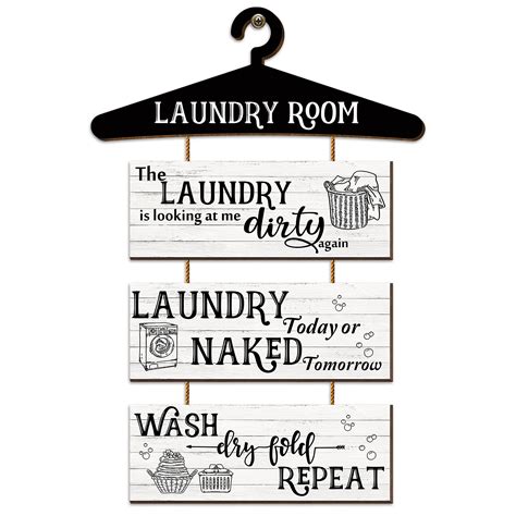 Buy Laundry Room Decor 4 Pieces Wooden Laundry Room Signs Wall Decor ...