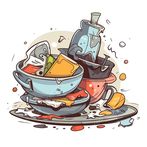 Dirty Dishes Clipart The Dirty Plates Are Piled Up In This Illustration ...