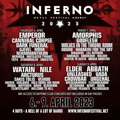 EMPEROR, CANNIBAL CORPSE, AMORPHIS, WATAIN Among Bands Announced For Inferno Metal Festival ...