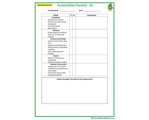 Sustainability Checklist Template