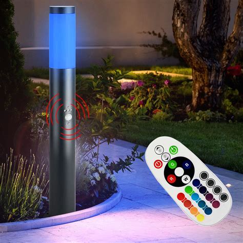 Outdoor standing lamp, dimmable, motion detector, garden, courtyard, stainless steel lamp ...