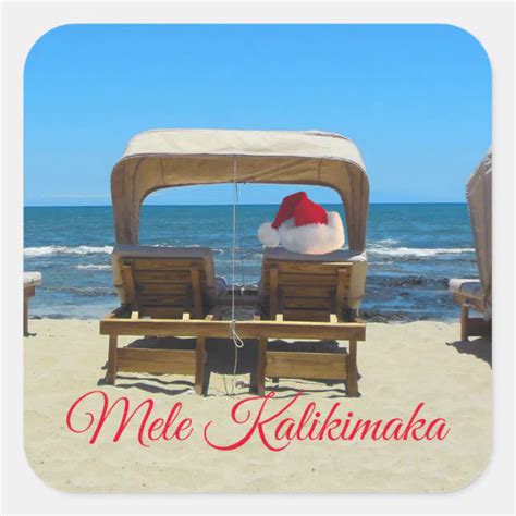 Mele Kalikimaka beach Square Sticker | Zazzle