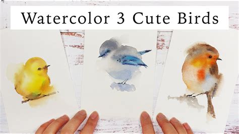 Easy Watercolor - How To Paint 3 Cute Birds Step By Step Tutorial - YouTube