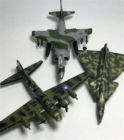 (3) Camo Die Cast Fighter Planes Metal Airplane Toys Marines B-17 ...