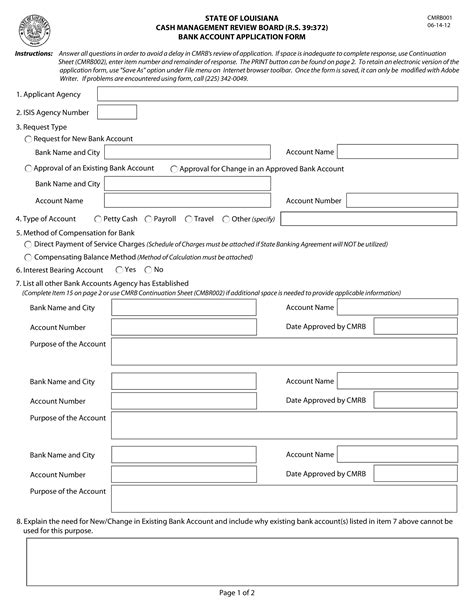 Bank Account Application Form | Templates at allbusinesstemplates.com