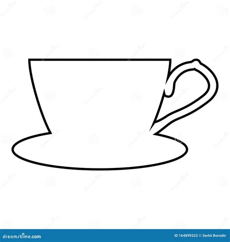 Tea Cup with Saucer Icon Outline Black Color Vector Illustration Flat Style Image Stock Vector ...