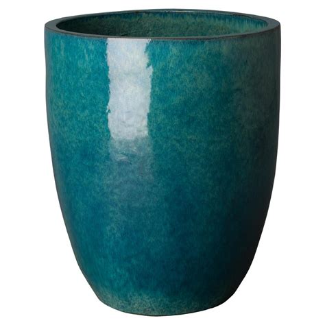 Emissary 28 in. Tall Round Teal Ceramic Planter-0552TL-3 - The Home Depot