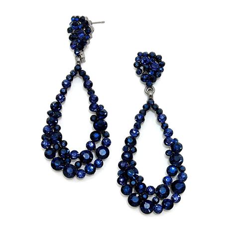 Sapphire Navy Blue Long Earrings | Blue earrings wedding, Navy blue earrings, Blue wedding jewelry