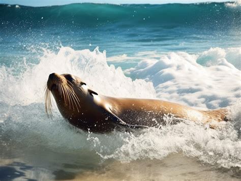 Premium AI Image | A sea lion is swimming in the ocean.