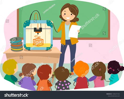 Illustration Stickman Kids Students Listening Teacher Stock Vector ...