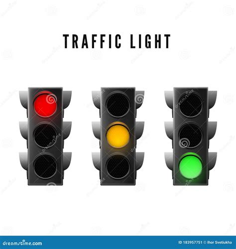 Realistic Traffic Light. Red Yellow and Green Traffic Signal Stock ...